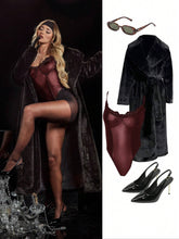 Solid Color Lace Patchwork PU Leather Bodysuit, Autumn/Winter